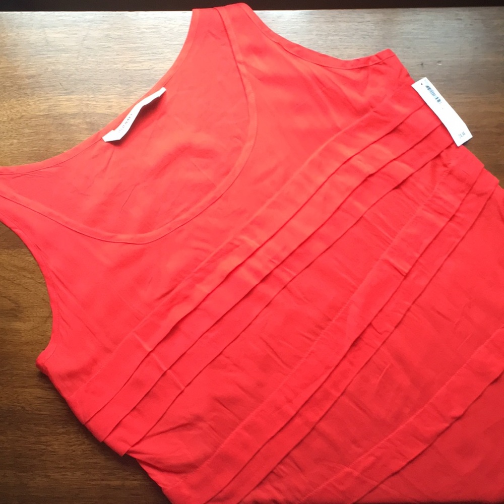 NWT tank with asymmetrical pleat detail